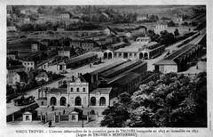 Historic Gare de Troyes railway platform built in 1847 with original facade