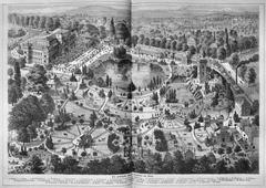 19th century illustration of a Victorian family scene in a garden