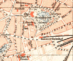1893 map of Frankfurt East End showing Zoo and Hanauer Bahnhof