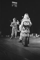 Black and white photograph of Circus Elleboog performance at the new De La Mar Theater in 1966