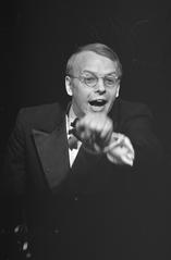 Floris de Graaf performing at ICC Concours for young cabaret artists in Nieuwe de la Mar theater, Amsterdam, 1968