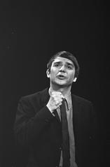 Floris de Graaf performing at ICC Concours for young cabaret artists in Nieuwe de la Mar, Amsterdam, 1968