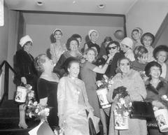 Black and white photograph of book presentation event in Nieuwe de La Mar Theater Amsterdam