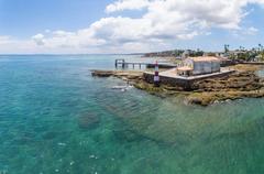View of Ponta do Humaitá in Salvador, Bahia with coastline and ocean