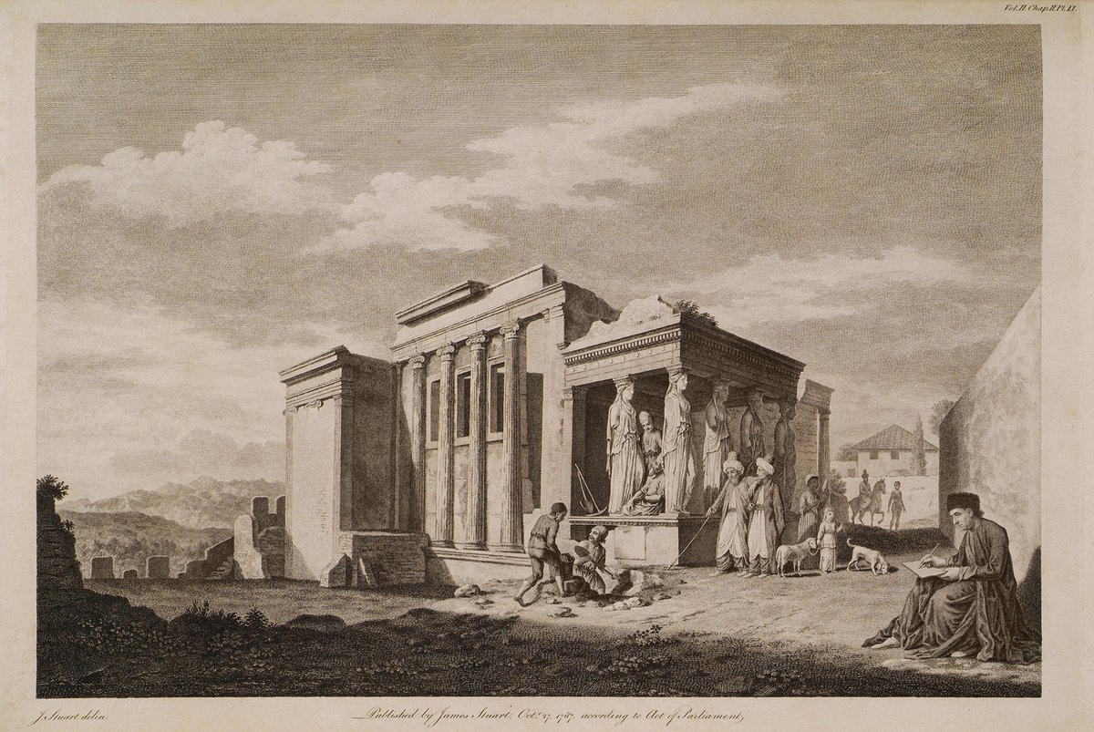 Temple of Athena and Pandroseion in the Acropolis of Athens architectural drawing by James Stuart and Nicholas Revett 1787