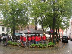 Scenic view of Bruges cityscape with historic buildings and canals in Belgium