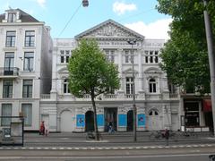 Front view of Hollandsche Schouwburg theater building on Plantage Middenlaan, Amsterdam