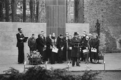 Memorial for Jewish war victims at the former Hollandse Schouwburg in Amsterdam, April 20, 1982