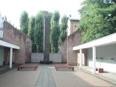 Inner court of Hollandsche Schouwburg with Jewish monument by Sem Hartz and L.H.P. Waterman, Amsterdam