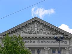 Exterior relief of Hollandsche Schouwburg theater building in Amsterdam
