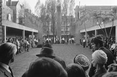 Memorial ceremony at the former Hollandse Schouwburg in Amsterdam on April 25, 1968