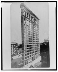 Historic black and white photo of the Fuller Building nicknamed The Flatiron