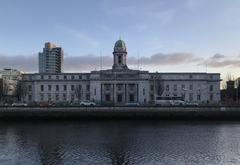 Cork City Hall exterior view in 2019 with blue sky