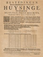 Poster announcing the call for tenders for the reconstruction of the Mauritshuis by Paulus Scheltus