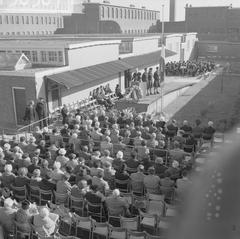 Memorial event at Oranjehotel in Scheveningen, October 14, 1961, black and white photograph