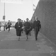 Commemoration ceremony at Oranjehotel in Scheveningen with attendees seated, October 14, 1961