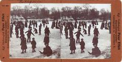 People ice skating on Kastellet's moat around the year 1900