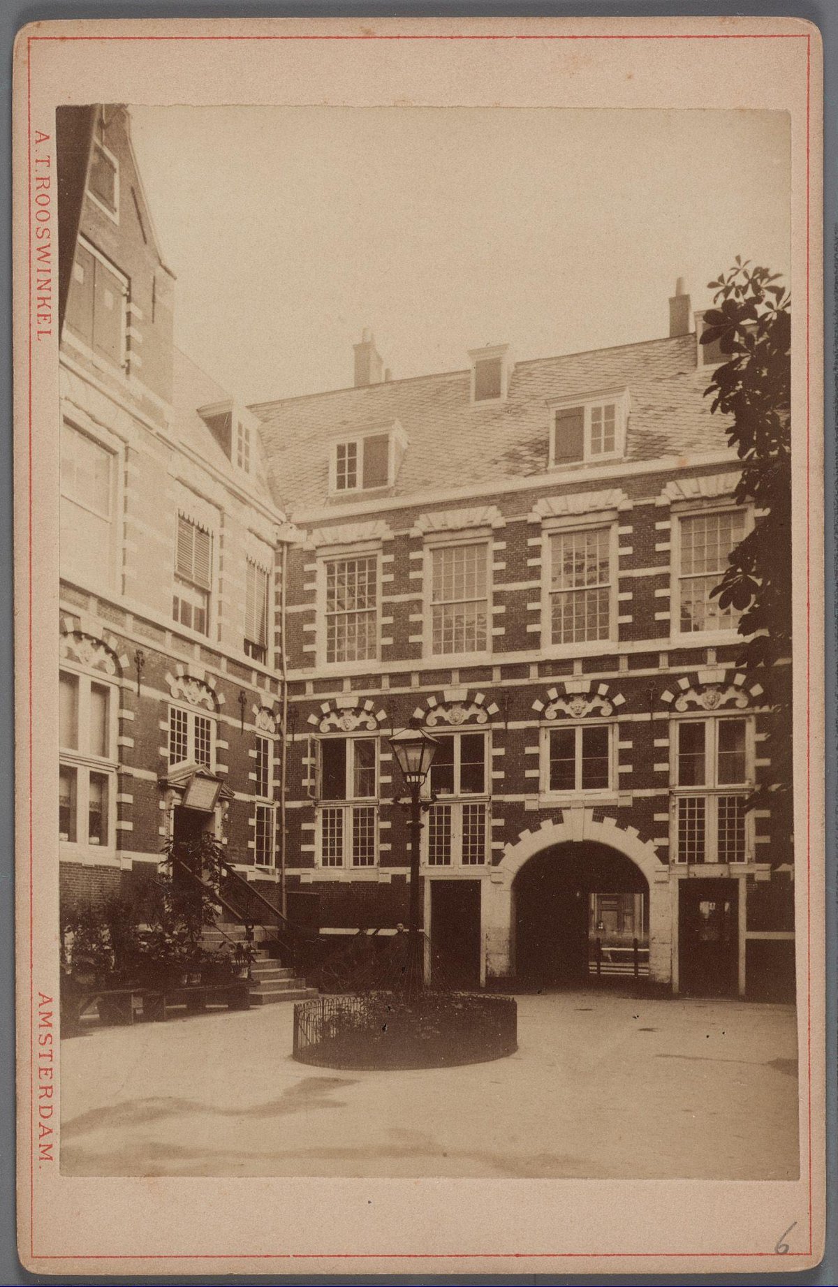 Historic courtyard view of the Oost-Indisch Huis, Oude Hoogstraat 24, Amsterdam, late 19th century