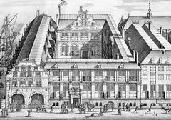 Historic engraving of the Oost-Indisch Huis building from the 17th century