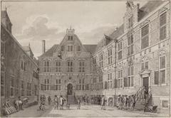 Courtyard of the Oost-Indisch Huis at Oude Hoogstraat 24, archival drawing by H.P. Schouten