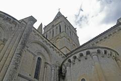 View of St-Pierre d'Aulnay church's crossing tower from the northeast