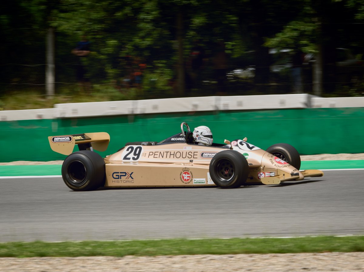 Formula 1 cars racing at Brno Grand Prix revival event