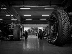 Formula 1 cars racing on the Brno Grand Prix circuit