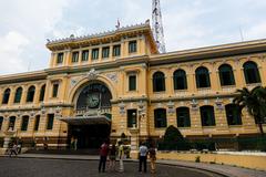 Exterior of Saigon Central Post Office building in Ho Chi Minh City with classic colonial architecture