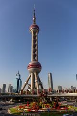Oriental Pearl Tower Shanghai skyline evening