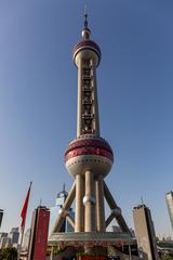 Oriental Pearl Tower in Shanghai against blue sky