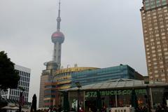 Oriental Pearl Tower in Shanghai at dusk