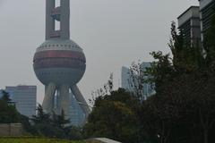 Oriental Pearl Tower illuminated at night in Shanghai China