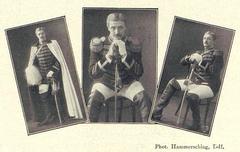 Actor Georg Heinrich Schnell dressed as a bodyguard in the 1911 play Der Leibgardist