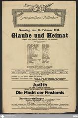 Theater program poster of Schauspielhaus Düsseldorf from 1911