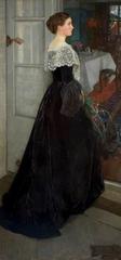 Margaret Nettlefold standing before her dining room at Winterbourne