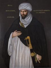 Elizabetan painting of Moorish ambassador Abdulguahid visiting Queen Elizabeth I in 1600