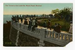 The terrace at the look-out on Mount Royal with scenic views and benches