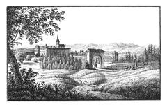 1824-1833 lithograph view of Schloss Hollenegg in Styria by J. F. Kaiser