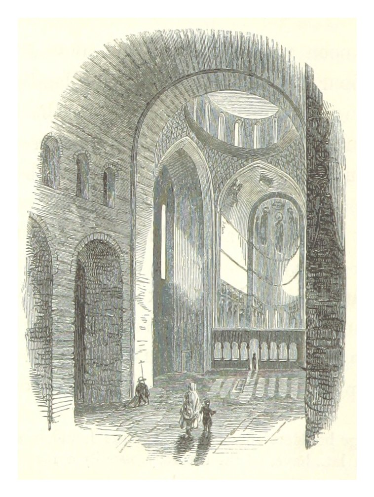 Scenic view of the Black Sea coast in Pizunda with historical ruins and lush greenery