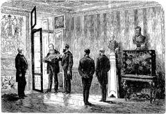 Emperor of Brazil visiting the Arsenal Library in Paris
