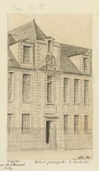 Facade of the main entrance of the Arsenal Library on Rue de Sully in Paris, detailed drawing by Léon Leymonnerye from 1867