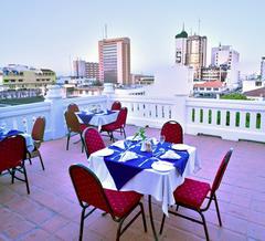Kenya Power building viewed from a rooftop restaurant in Mombasa