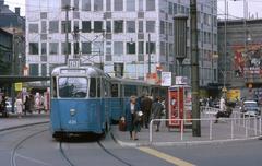 Vintage bus SS A25 420 Mustang at Stureplan on line 10 towards Högalid