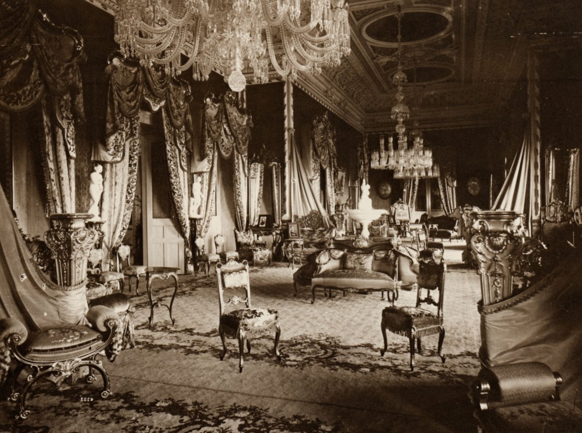 Interior of Falaknuma Palace showcasing intricate architectural details and elegant decor