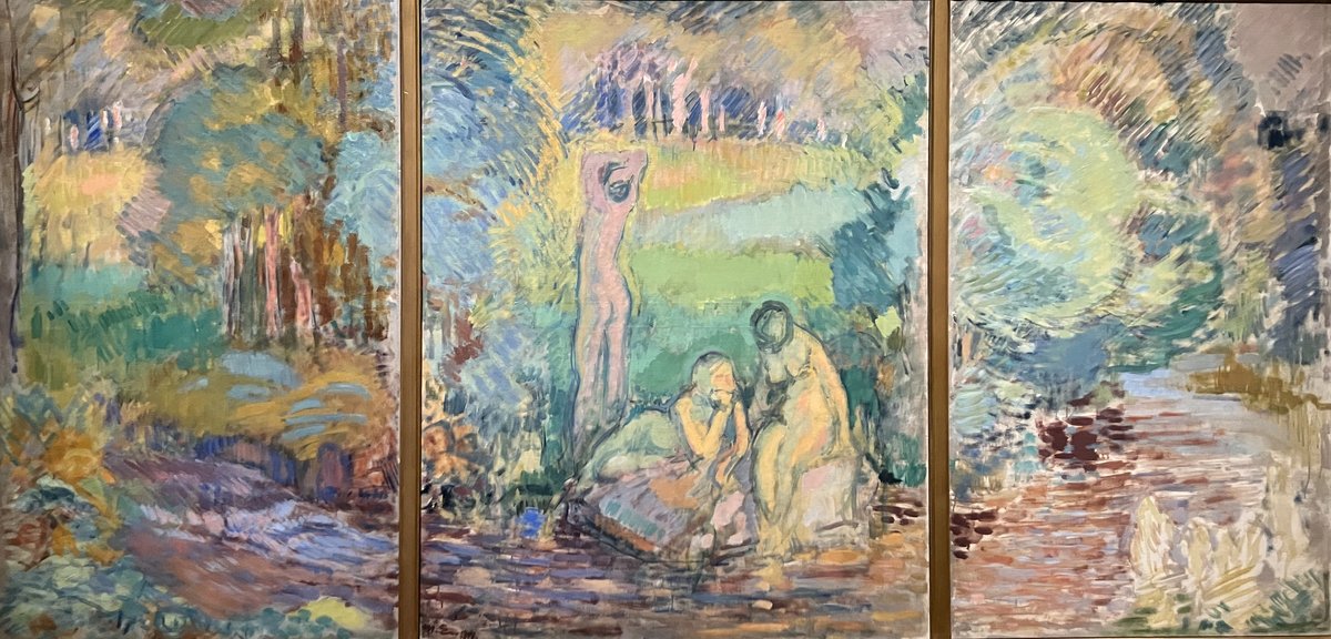 Sketch of girls by the brook, artwork by Magnus Enckell in 1914