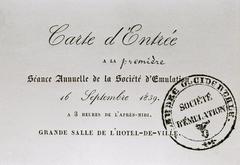 Admission ticket for the first annual meeting of the Bruges Historical Society in 1839