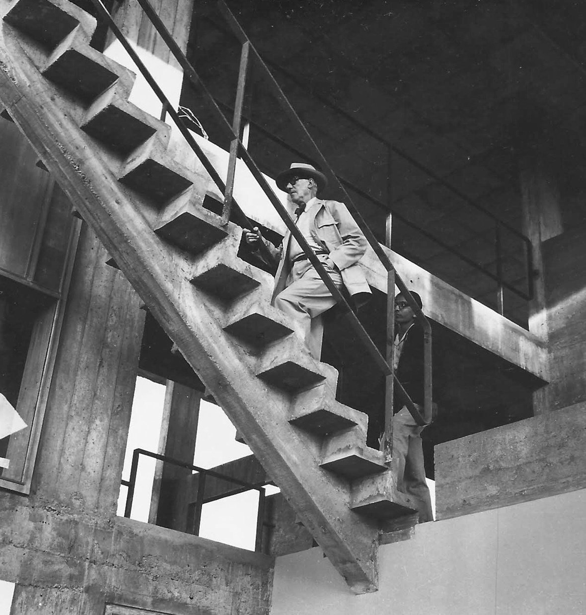Balkrishna Doshi and Le Corbusier at Shodhan House in Ahmedabad