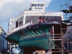 The 1890 ferryboat Eureka in dry dock around 1998