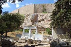 Acropolis in Athens Greece with Parthenon temple on a rocky hill