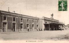 Perpignan train station building with classical architecture